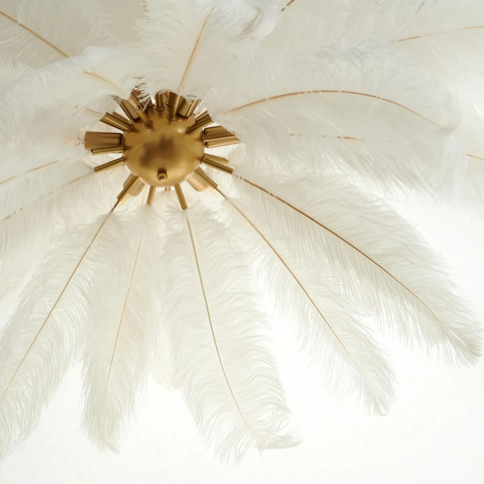 Ekskluzywna lampa wisząca z piórami EMU pióra białe 100 cm (ST-DN127 white) - Step into Design