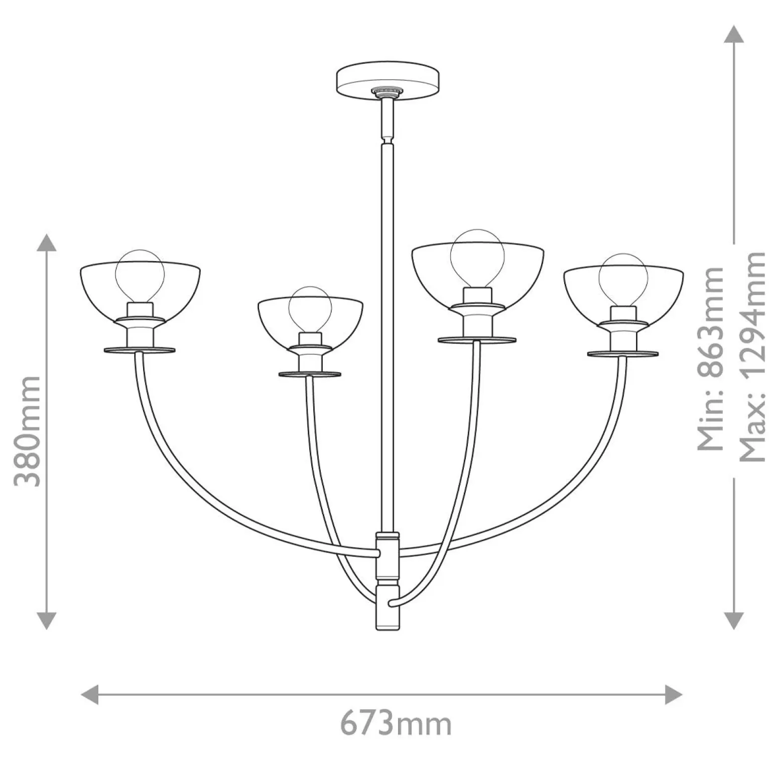 Elegancki żyrandol nad stół Sylvia Szczotkowane złoto (ALM-SYLVIA4-BG-CL) - Elstead Lighting
