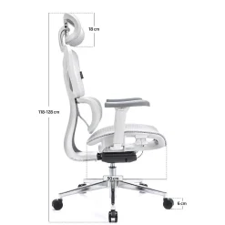 Ergonomiczny,regulowany fotel gamingowy Control Pro Biały (LV0657) - LVN SYSTEM