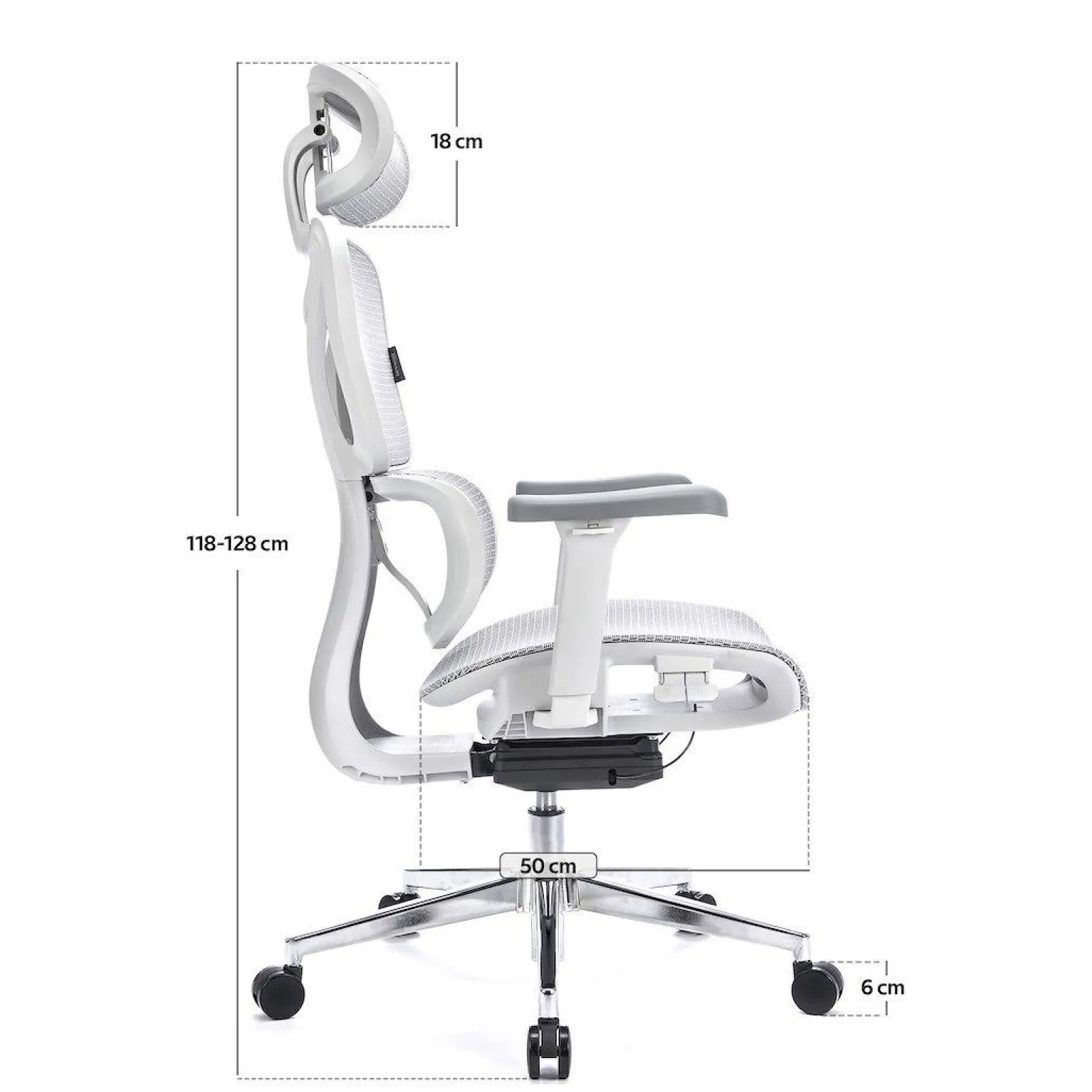 Ergonomiczny,regulowany fotel gamingowy Control Pro Biały (LV0657) - LVN SYSTEM