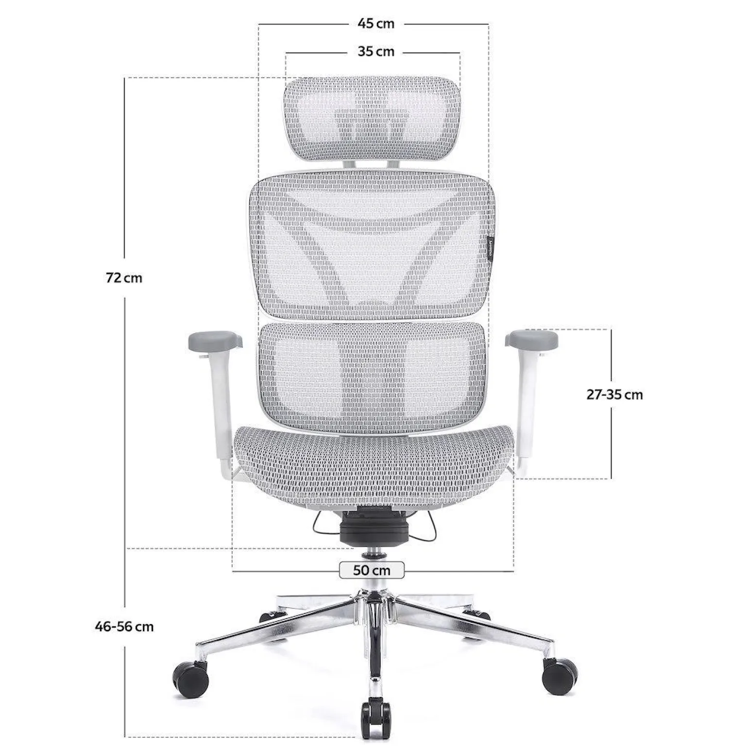 Ergonomiczny,regulowany fotel gamingowy Control Pro Biały (LV0657) - LVN SYSTEM