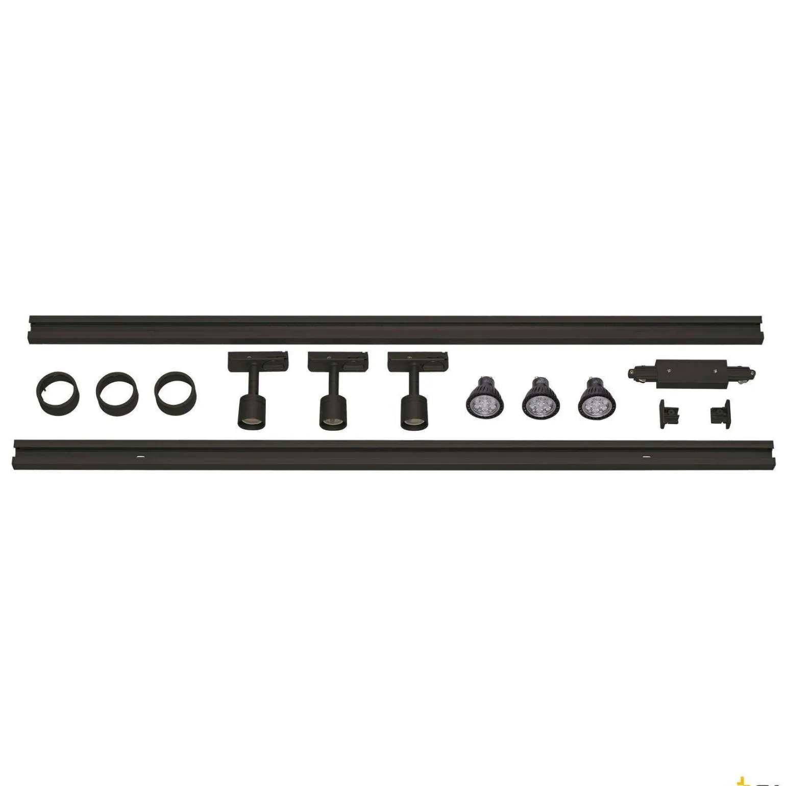 1-FAZOWY ZESTAW WYSOKONAPIĘCIOWY, trzypunktowy, LED GU10 51 mm, kolor czarny, 2x szyna wysokonapięciowa 1m, 3x głowica lampy Puri, łącznik wzdłużny, 2 zaślepki, 3x pierścień dekoracyjny, 3x źródło światła LED GU10 (143190) - SLV