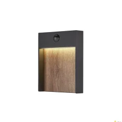 FLATT SENSOR, zewnętrzna lampa ścienna natynkowa LED, 3000 K, IP65, kolor antracyt/brązowy (1002955) - SLV