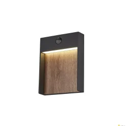 FLATT SENSOR, zewnętrzna lampa ścienna natynkowa LED, 3000 K, IP65, kolor antracyt/brązowy (1002955) - SLV
