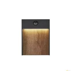 FLATT SENSOR, zewnętrzna lampa ścienna natynkowa LED, 3000 K, IP65, kolor antracyt/brązowy (1002955) - SLV