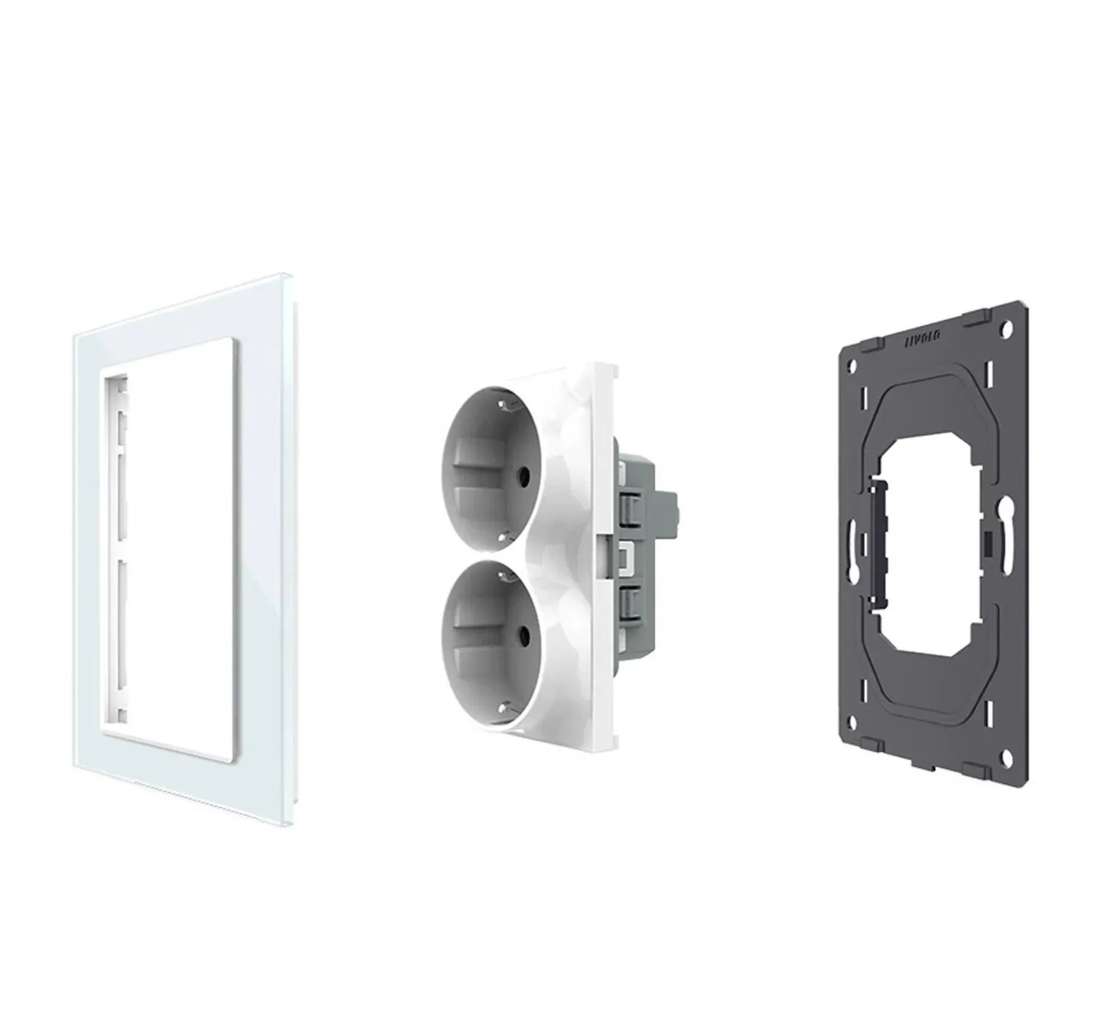 GNIAZDO ELEKTRYCZNE PODWÓJNE do pojedynczej puszki (VL-71EU2-64) - Livolo