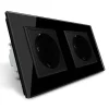 Gniazdo podwójne elektryczne 16A z czarnym panelem szklanym (VL-W02G-62) LIVOLO