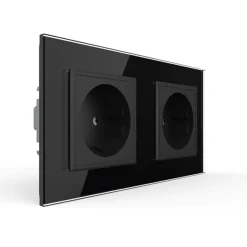Gniazdo podwójne elektryczne 16A z czarnym panelem szklanym (VL-W02G-62) LIVOLO