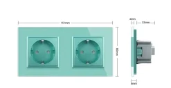 Gniazdo podwójne elektryczne 16A z czarnym panelem szklanym (VL-W02G-62) LIVOLO