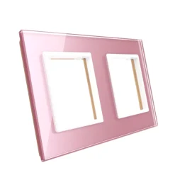 Gniazdo podwójne z bolcem 2 x 230V 16A z różowym panelem szklanym (VL-W02FR-67) LIVOLO