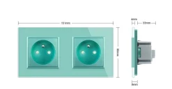 Gniazdo podwójne z bolcem 2 x 230V 16A ze złotym panelem szklanym (VL-W02FR-63) LIVOLO