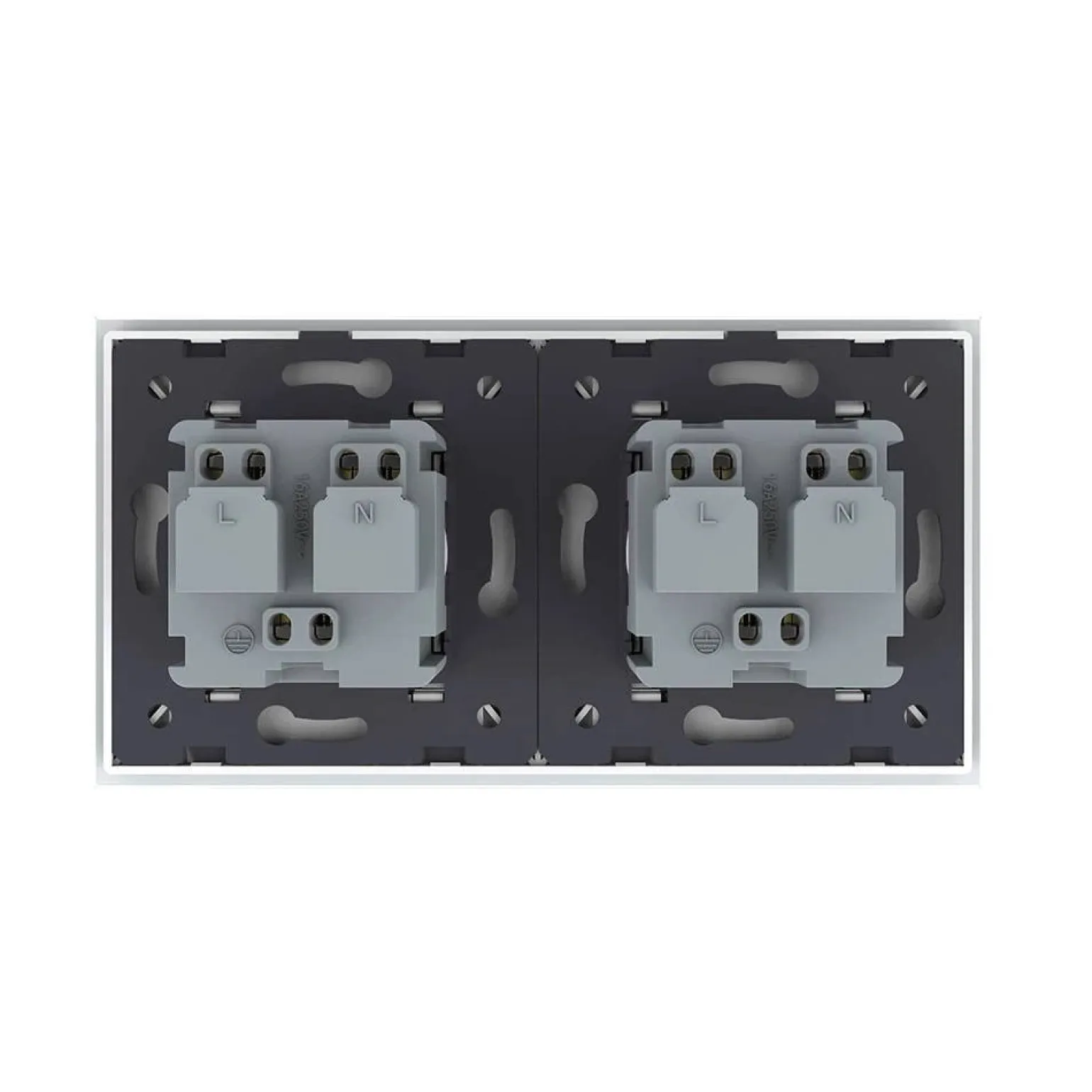 Gniazdo podwójne z bolcem 2 x 230V 16A z niebieskim panelem szklanym (VL-W02FR-69) LIVOLO