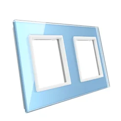 Gniazdo podwójne z bolcem 2 x 230V 16A z niebieskim panelem szklanym (VL-W02FR-69) LIVOLO