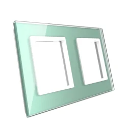 Gniazdo podwójne z bolcem 2 x 230V 16A z zielonym panelem szklanym (VL-W02FR-68) LIVOLO