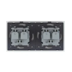 Gniazdo podwójne z bolcem 2 x 230V 16A ze srebrnym panelem szklanym (VL-W02FR-64) LIVOLO