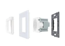 Gniazdo 230V 16A z białym panelem szklanym i nakładką bryzgoszczelną (VL-W01EUNW-61) LIVOLO