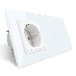 Gniazdo 230V 16A z włącznikiem dotykowym pojedynczym z ramką szklaną Białą (VL-C701EU-61) LIVOLO