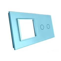 Gniazdo 230V 16A z włącznikiem dotykowym podwójnym z ramką szklaną Niebieską (VL-C702EU-69) LIVOLO
