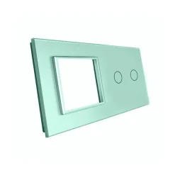 Gniazdo 230V 16A z włącznikiem dotykowym podwójnym z ramką szklaną Zieloną (VL-C702EU-68) LIVOLO
