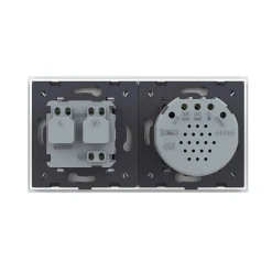 Gniazdo 230V 16A z włącznikiem dotykowym podwójnym z ramką szklaną Srebrną (VL-C702EU-64) LIVOLO