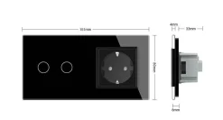 Gniazdo 230V 16A z włącznikiem dotykowym podwójnym z ramką szklaną Srebrną (VL-C702EU-64) LIVOLO