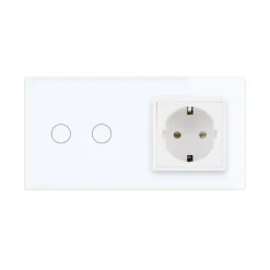 Gniazdo 230V 16A z włącznikiem dotykowym podwójnym z ramką szklaną Różową (VL-C702EU-67) LIVOLO