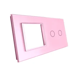 Gniazdo 230V 16A z włącznikiem dotykowym podwójnym z ramką szklaną Różową (VL-C702EU-67) LIVOLO