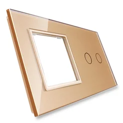 Gniazdo 230V 16A z włącznikiem dotykowym podwójnym z ramką szklaną Złotą (VL-C702EU-63) LIVOLO