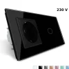 Gniazdo 230V 16A z włącznikiem dotykowym pojedynczym z ramką szklaną czarną (VL-C701EU-62) LIVOLO