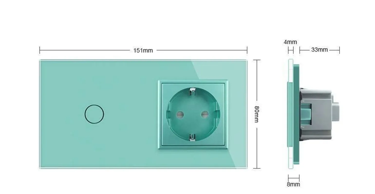 Gniazdo 230V 16A z włącznikiem dotykowym pojedynczym z ramką szklaną czarną (VL-C701EU-62) LIVOLO