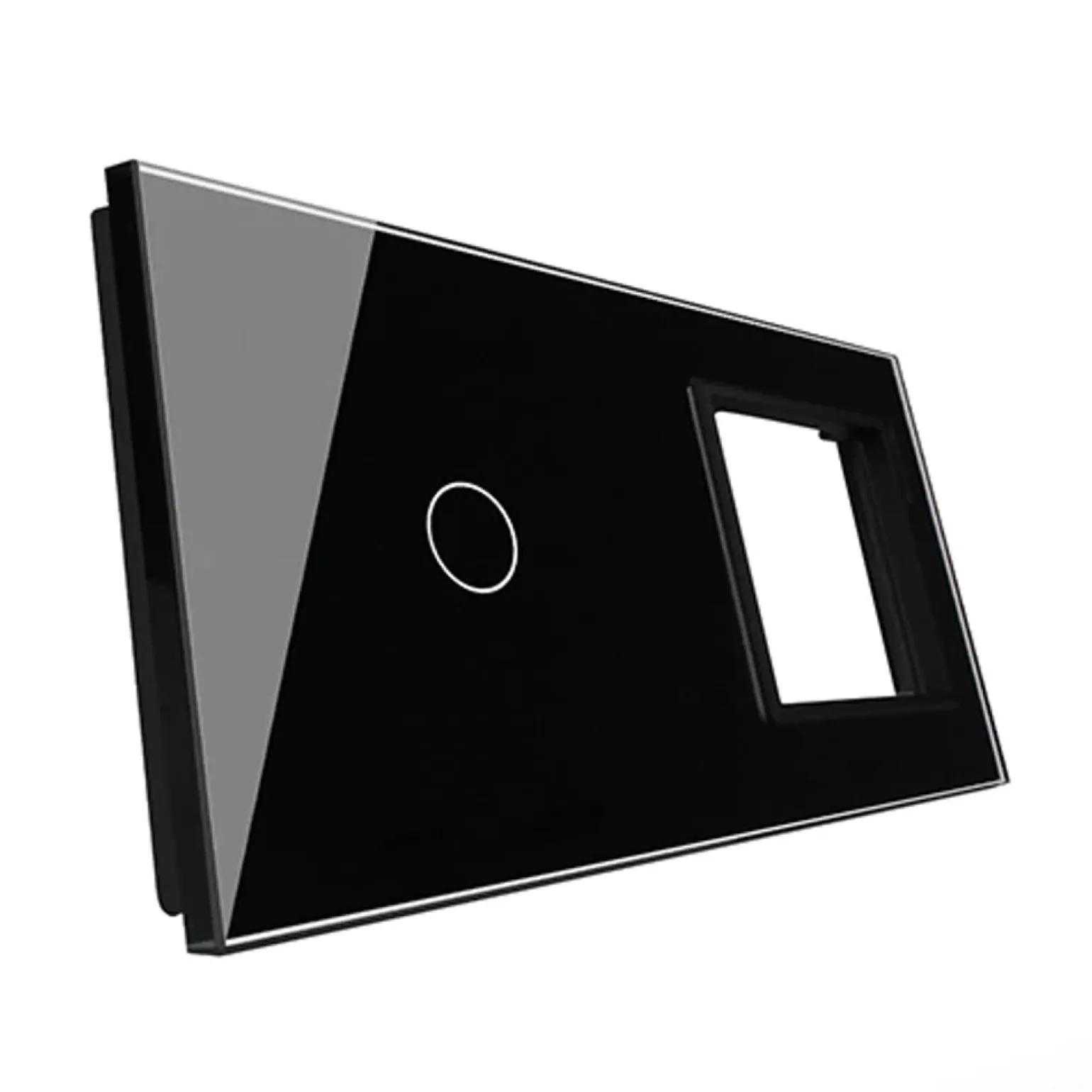 Gniazdo 230V 16A z włącznikiem dotykowym pojedynczym z ramką szklaną czarną (VL-C701EU-62) LIVOLO