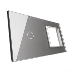 Gniazdo 230V 16A z włącznikiem dotykowym pojedynczym z ramką szklaną srebrną (VL-C701EU-64) LIVOLO