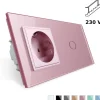 Gniazdo 230V 16A z włącznikiem krzyżowo-schodowym pojedynczym z ramką szklaną różową (VL-C701SEU-67) LIVOLO