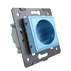 Gniazdo 230V 16A z włącznikiem krzyżowo-schodowym pojedynczym z ramką szklaną niebieską (VL-C701SEU-69) LIVOLO
