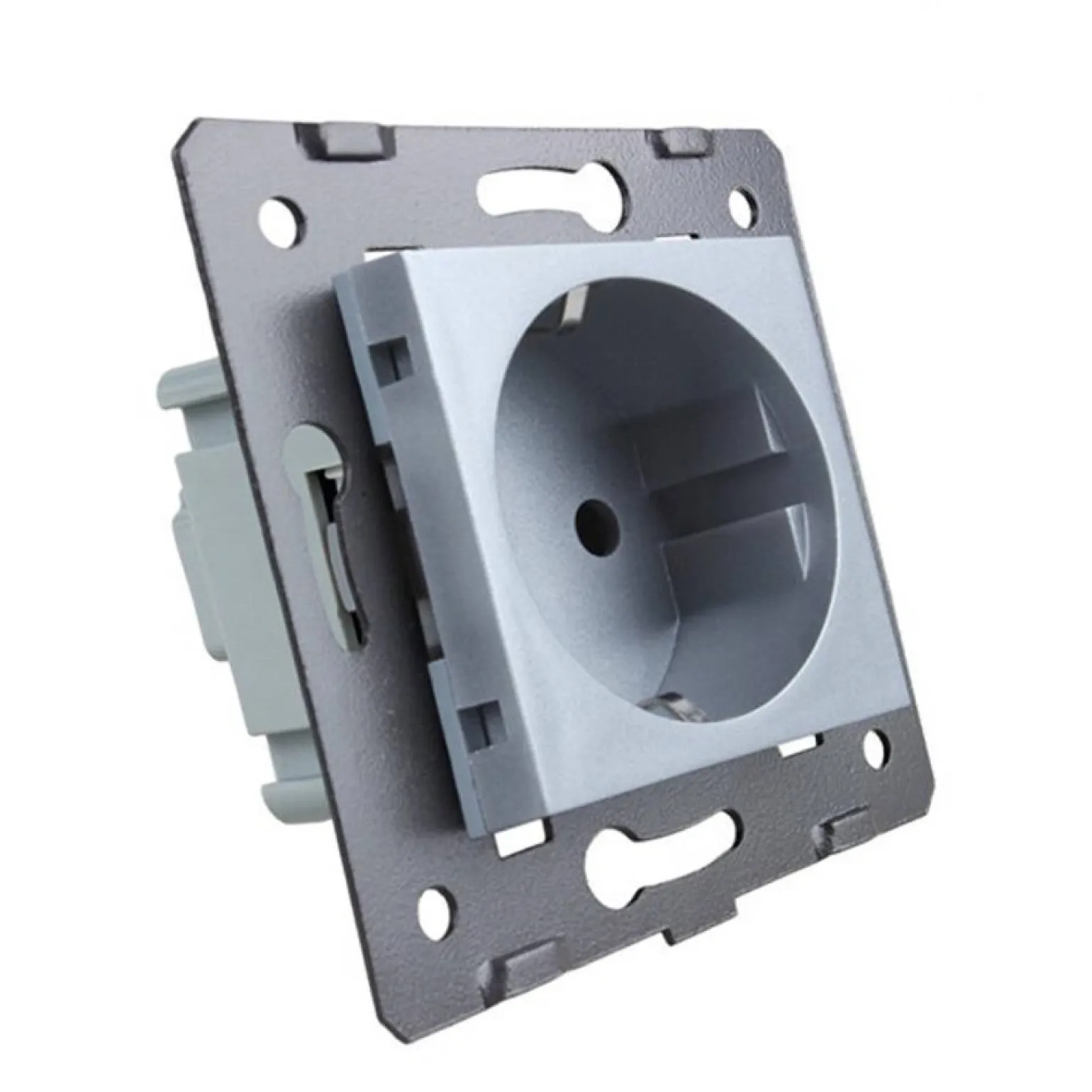 Gniazdo 230V 16A ze srebrnym panelem szklanym i nakładką bryzgoszczelną (VL-W01EUNW-64) LIVOLO