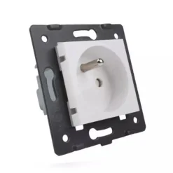 Gniazdo z bolcem 230V 16A z białym panelem szklanym i nakładką bryzgoszczelną (VL-W01FRNW-61) LIVOLO