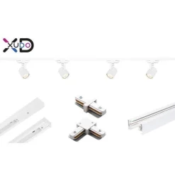 Gotowy zestaw szynowy z 4 reflektorami 1-faza GU10 biały 1,5m (XD-IT201W) - Xudo