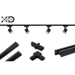 Gotowy zestaw szynowy z 4 reflektorami 1-faza GU10 czarny 1,5m (XD-IT201B) - Xudo