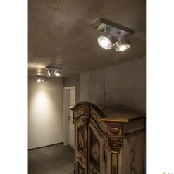 KALU, lampa ścienna i sufitowa, dwupunktowa, QPAR111, okrągła, szczotkowane aluminium, maks. 150 W (147316) - SLV