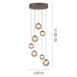 Kaskadowa lampa na pilota, z regulacją światła i wysokości BRĄZOWA (2587-97) - Paul Neuhaus