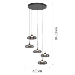 Kaskadowa lampa z płynną regulacją wysokości POSH SZARA (15694-15) - Paul Neuhaus