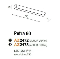 Kinkiet łazienkowy PETRA 60 LED 3000K (AZ2472 - Azzardo)