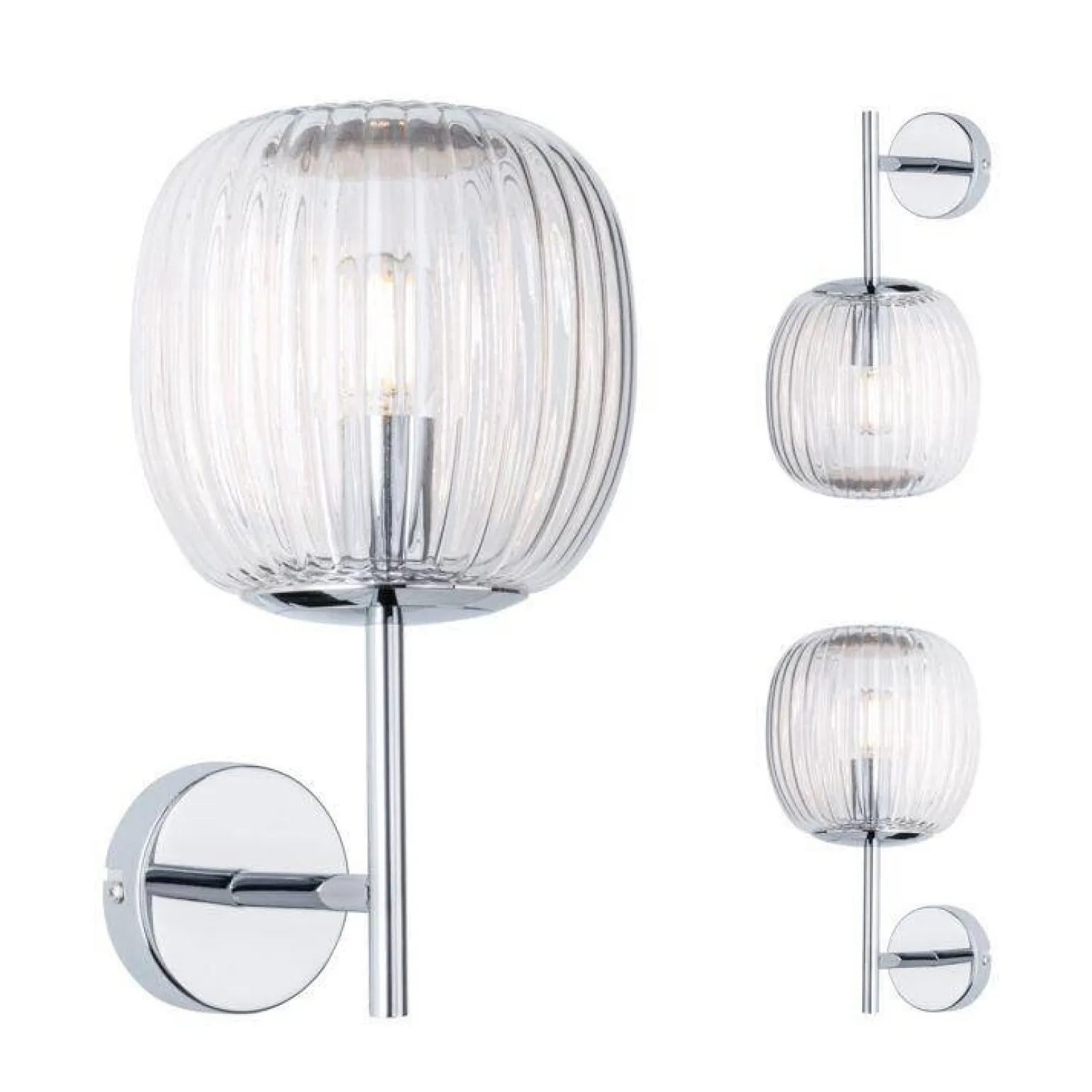 Kinkiet ścienny łazienkowy RUYA E14 max.20W IP44 230V chrom / szkło (PL71140) - PAULMANN