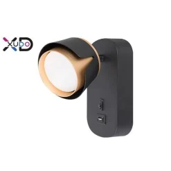 Kinkiet do czytania z ładowaniem USB GX53 czarny+złoty (XD-IK271B) - Xudo
