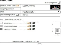 Kinkiet GAMBINO white kwadrat kostka (AZ0950 | LC8005-WH) - AZZARDO