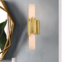 Kinkiet Marvele - 2 źródła światła - Postarzany mosiądz (MARVELE-2WB-AB-OPAL) - Elstead Lighting