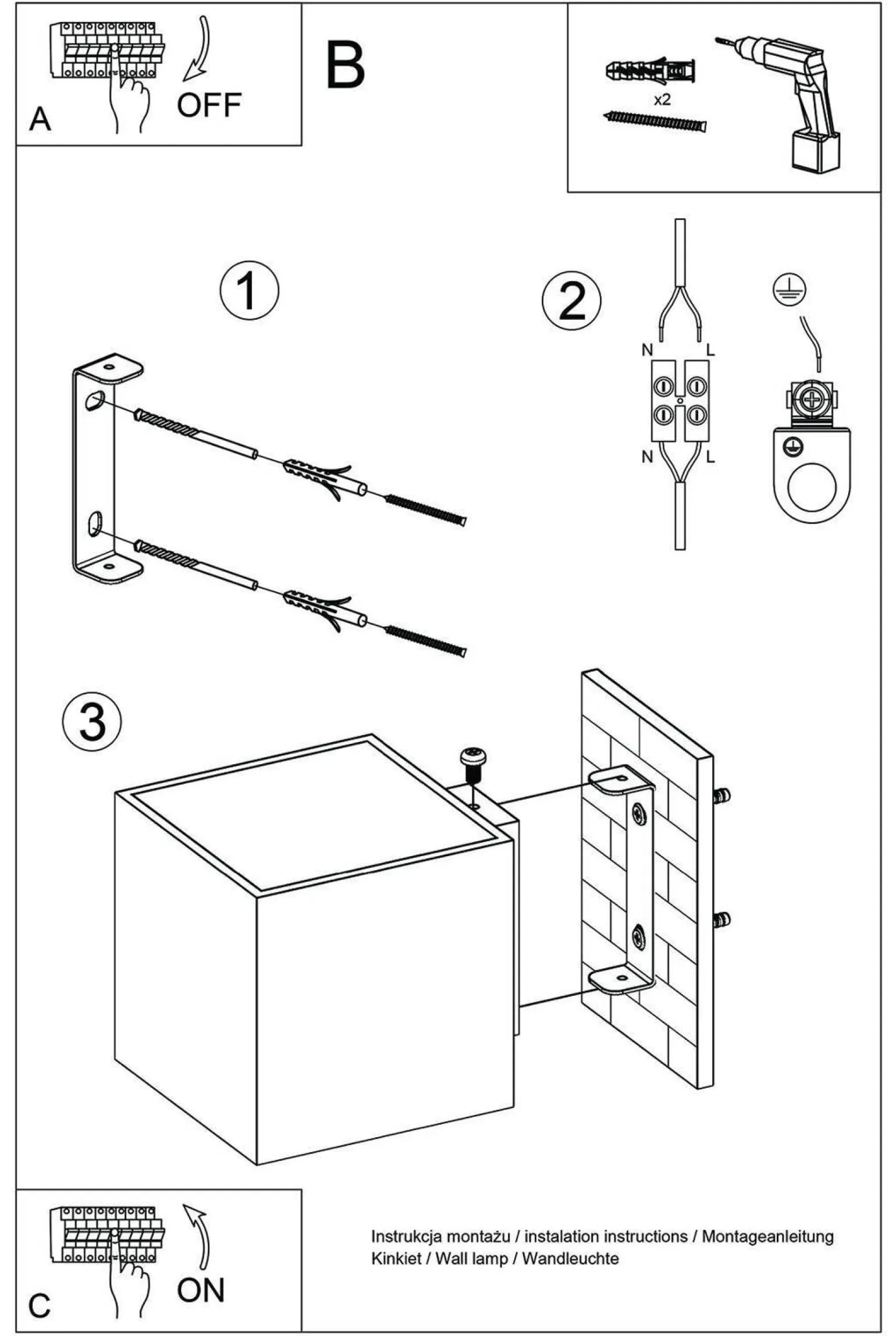 Kinkiet QUAD 1 biały (SL.0059) - Sollux