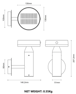 Kinkiet solarny na elewację CARLI (WT33611) - Zuma Line