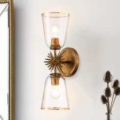 Kinkiet Staring - 2 źródła światła - Przecierane złoto (STARING-2WB-DG-CLEAR) - Elstead Lighting