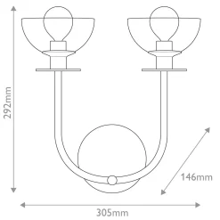 Kinkiet Sylvia - 2 źródła światła - Matowa czerń (ALM-SYLVIA-2WB-BK-CL) - Elstead Lighting